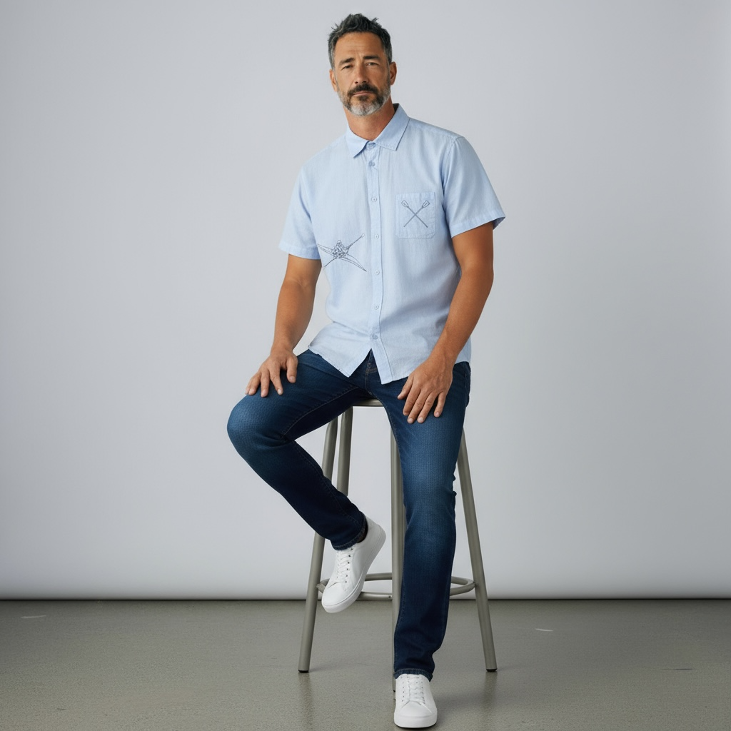 Vyriški lininiai marškiniai trumpomis rankovėmis 