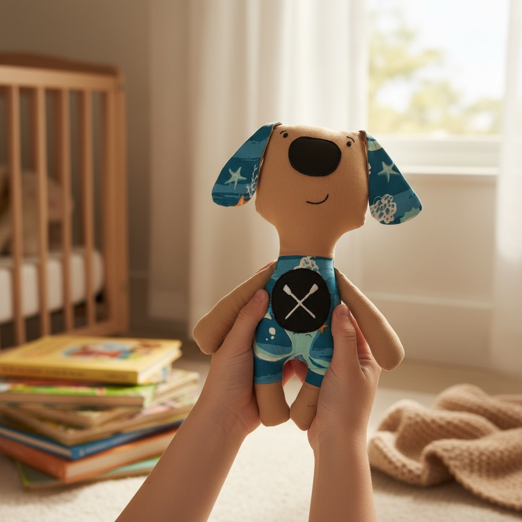 Minkštas žaislas - šuniukas-irkluotojas