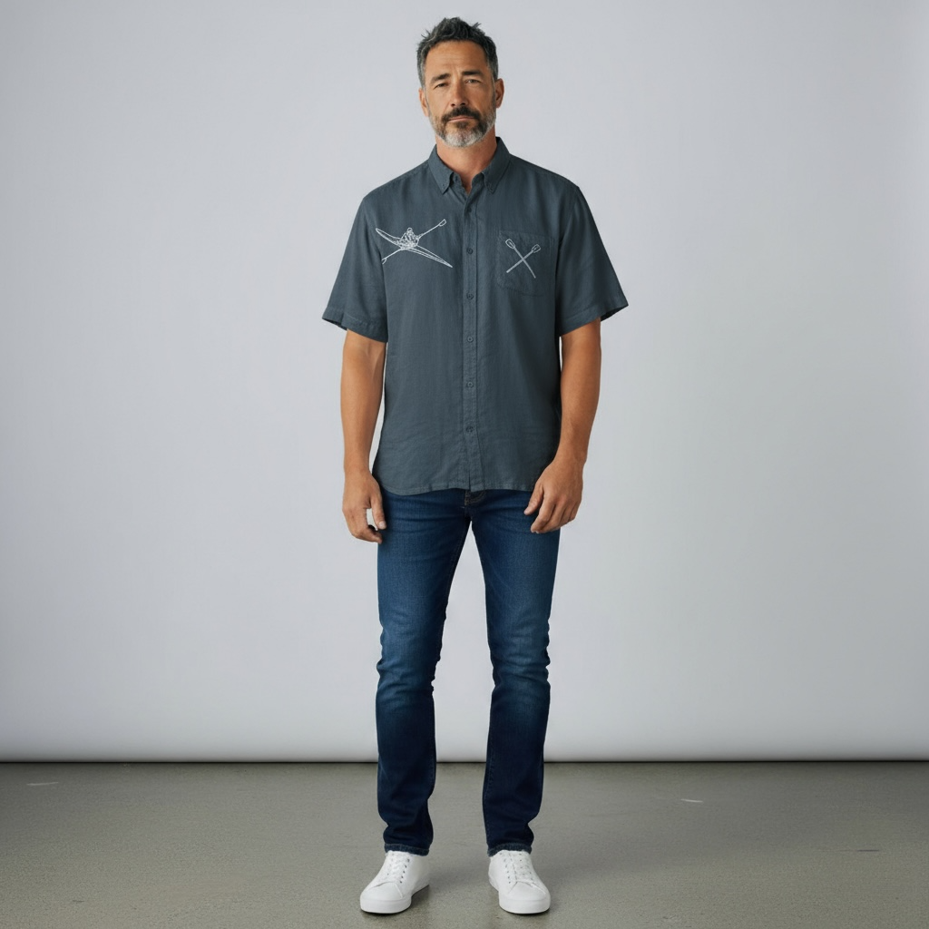 Vyriški lininiai marškiniai trumpomis rankovėmis 