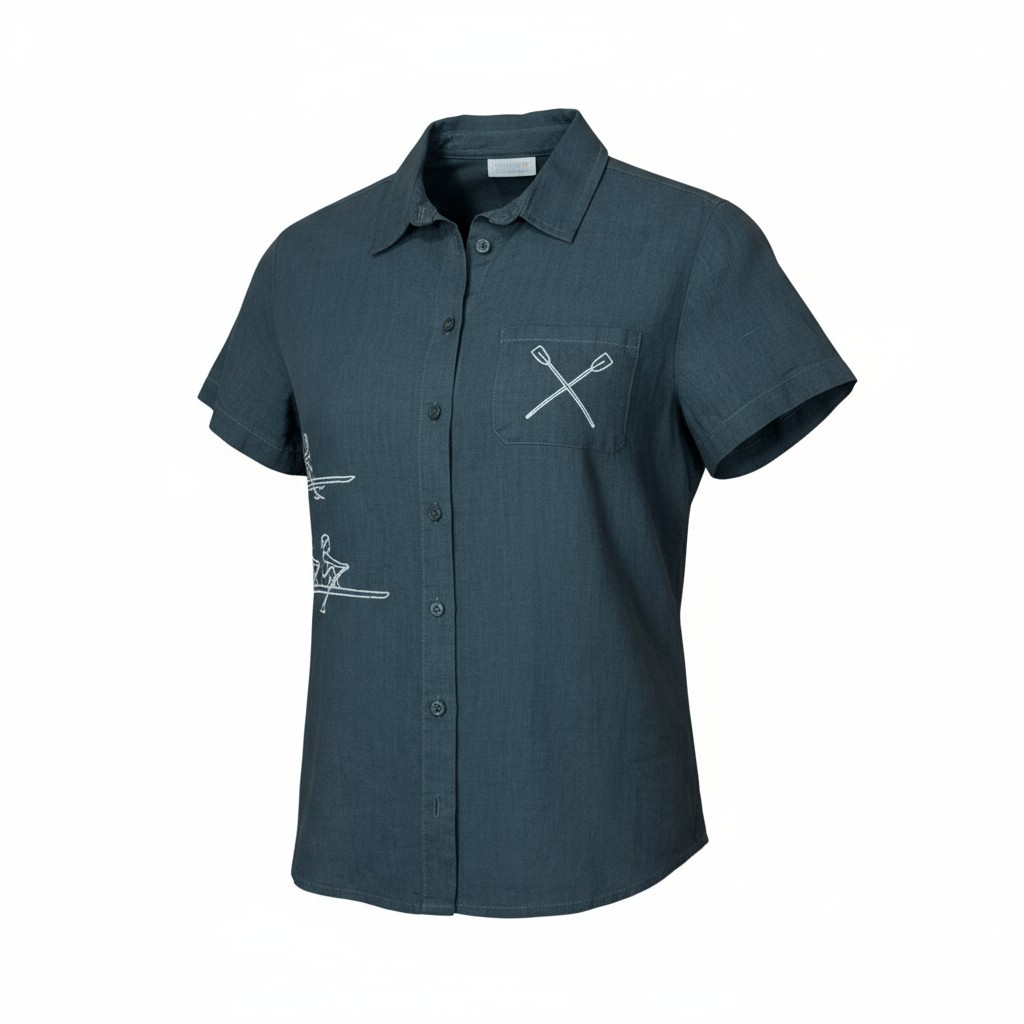 Moteriški lininiai marškiniai trumpomis rankovėmis 