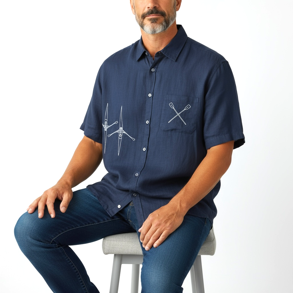 Vyriški lininiai marškiniai trumpomis rankovėmis 