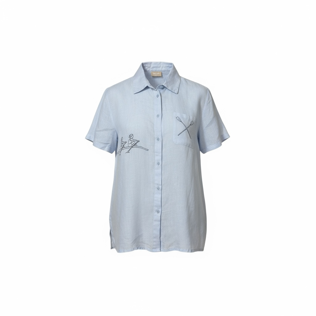 Moteriški lininiai marškiniai trumpomis rankovėmis 