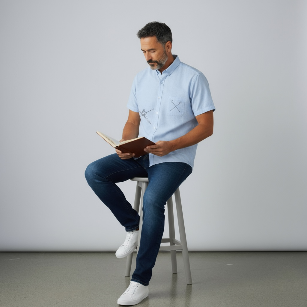 Vyriški lininiai marškiniai trumpomis rankovėmis 