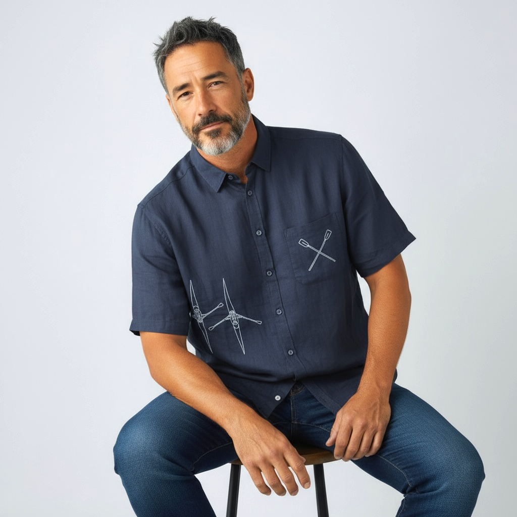 Vyriški lininiai marškiniai trumpomis rankovėmis