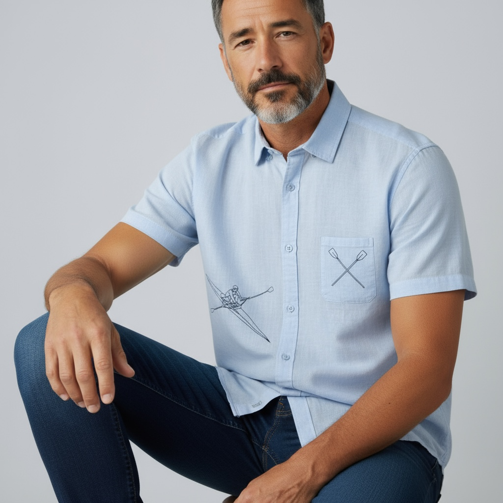 Vyriški lininiai marškiniai trumpomis rankovėmis