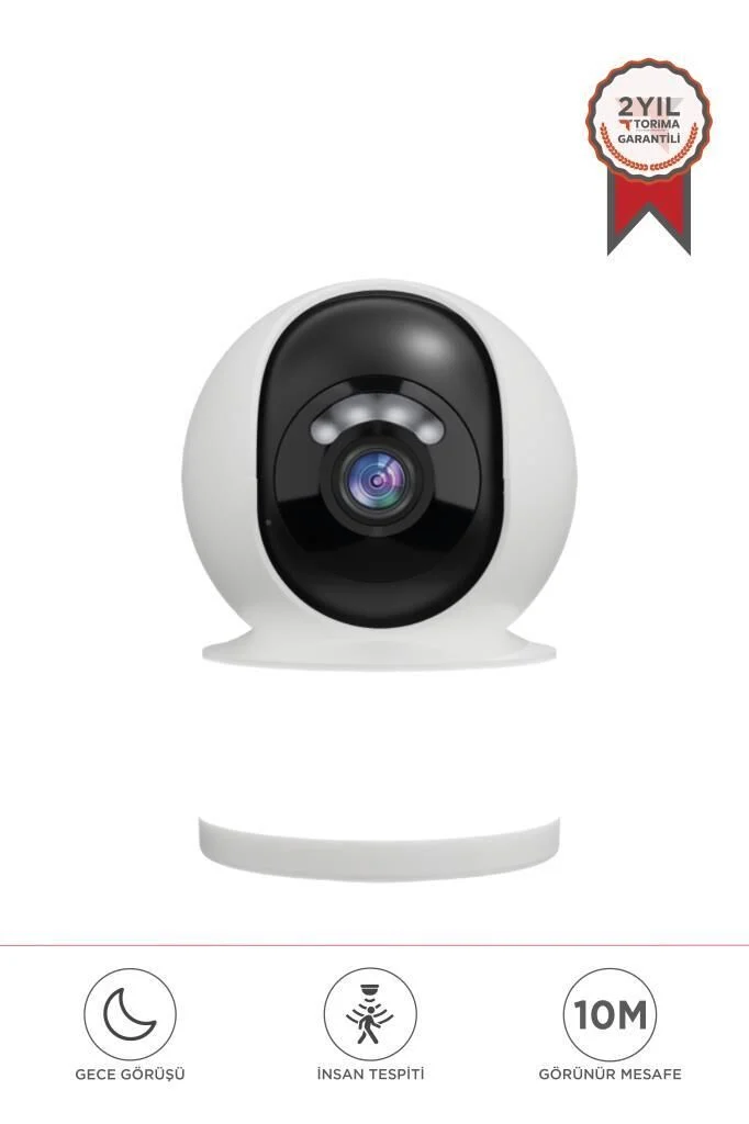 Beyaz Full Hd Led Aydınlatmalı Wifi Smart Ip Güvenlik Kamerası / Hareket Algılama