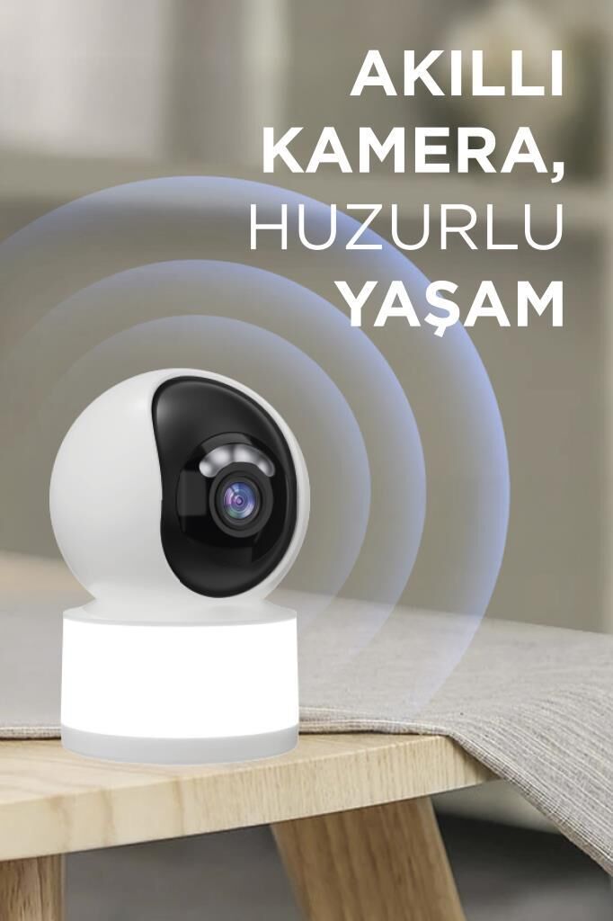 Beyaz Full Hd Led Aydınlatmalı Wifi Smart Ip Güvenlik Kamerası / Hareket Algılama