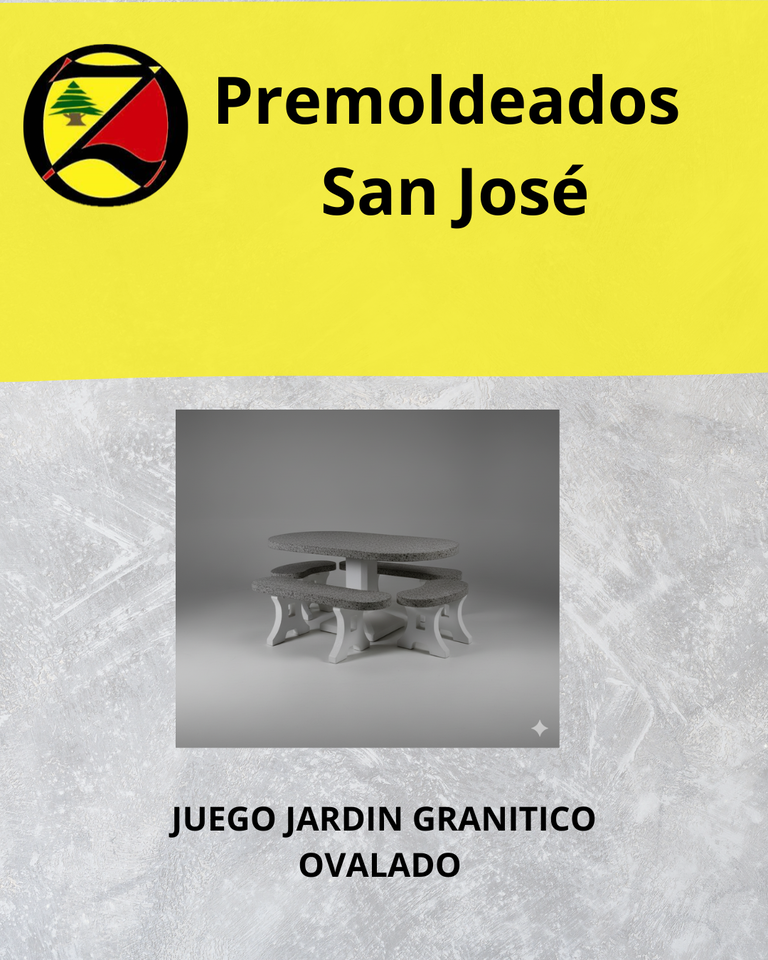 Juego de jardin granítico ovalado