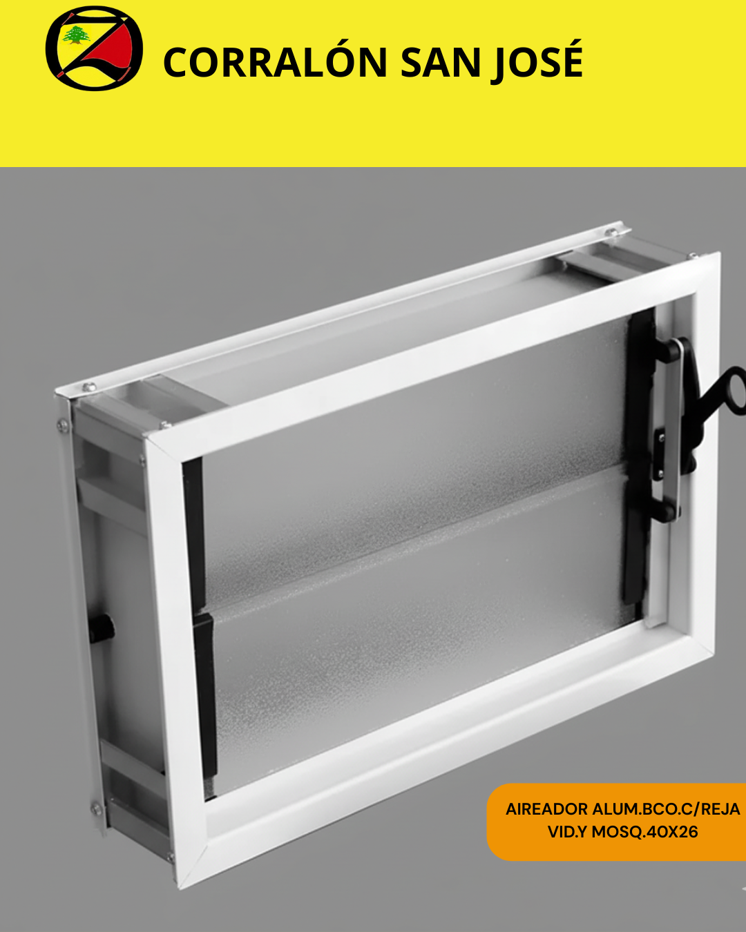 AIREADOR ALUM.BCO.C/REJA VID.Y MOSQ.40X26