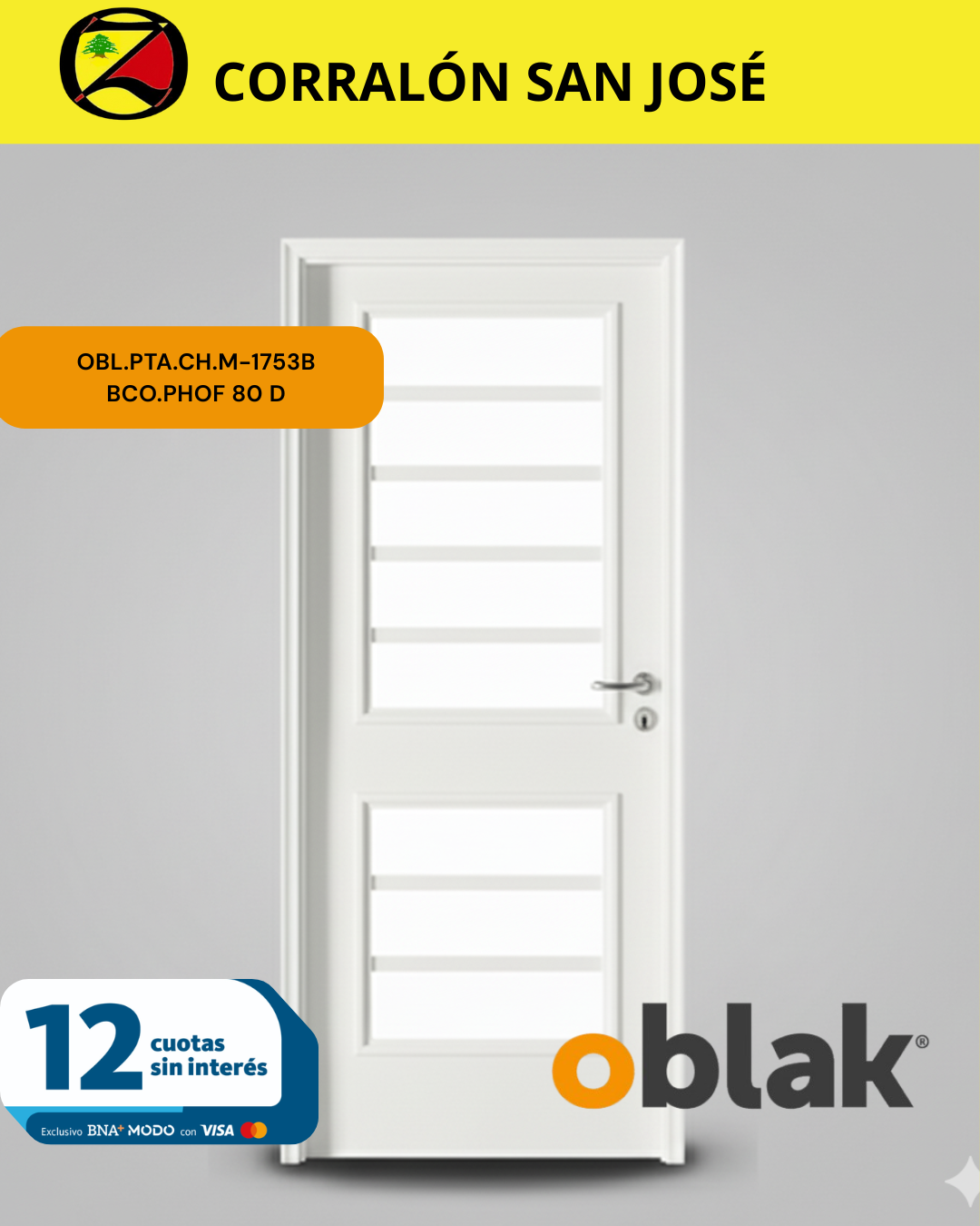 OBLAK PUERTA.CH.M-1753B BCO.PHOF 80 D