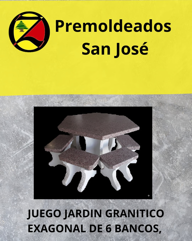 Juego de jardín granítico hexagonal