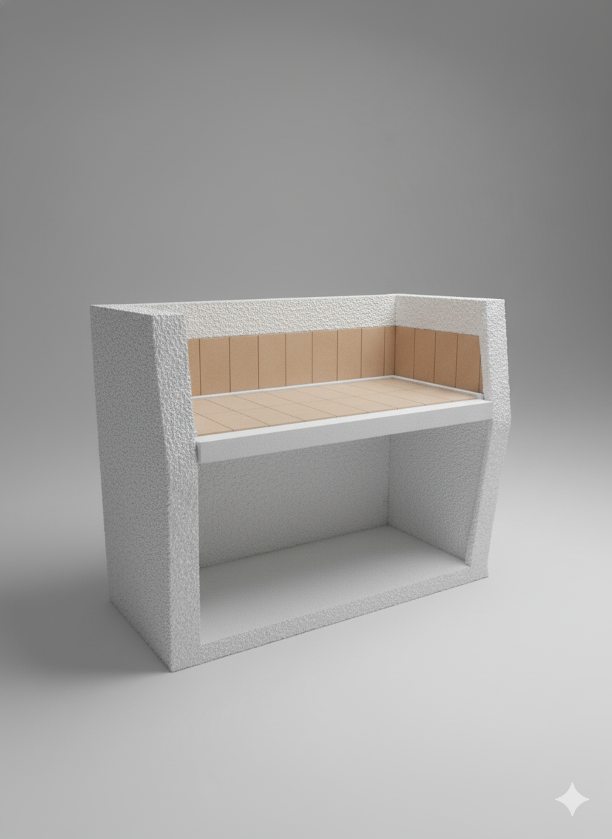 Media parrilla con salpique y ladrillo refractario.