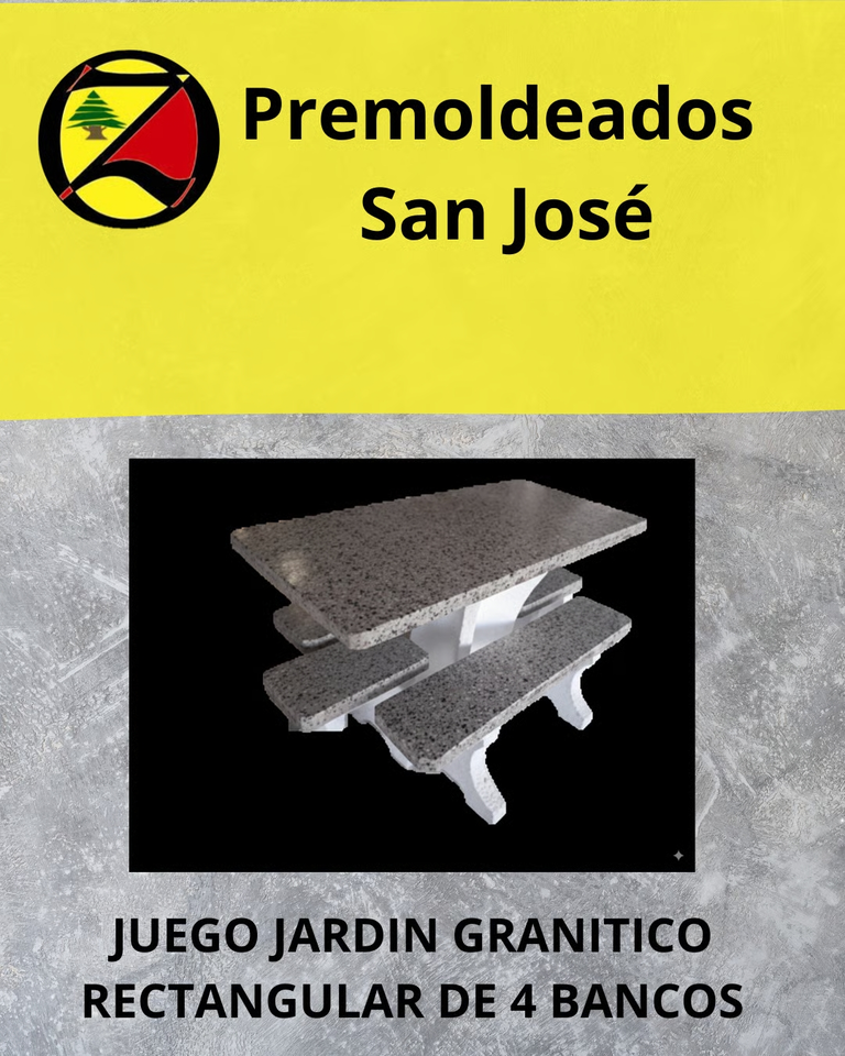 Juego de jardín granítico rectangular 