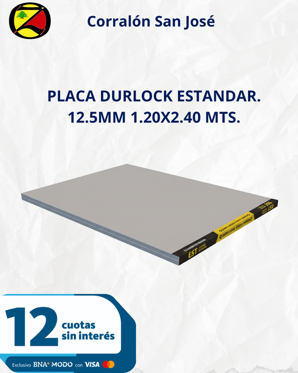 PLACA DURLOCK EST.12.5MM 1.20X2.40 MTS.