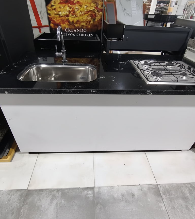 Mesada bacha simple c/anafe 4 hornallas