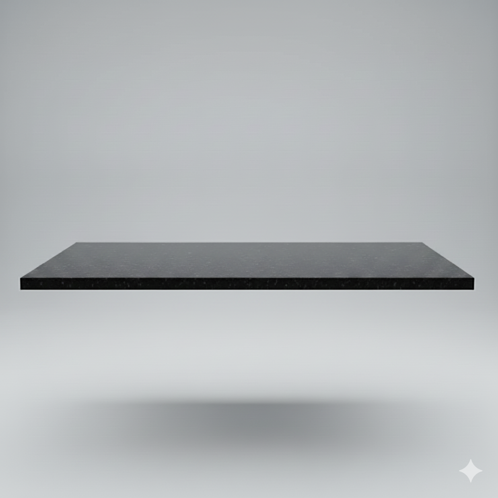 Isla en mármol "Negro Brasil"  frente doble.