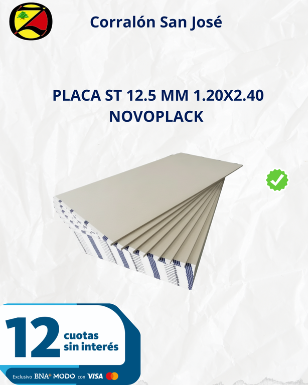 PLACA ST 12.5 MM 1.20X2.40 NOVOPLACK