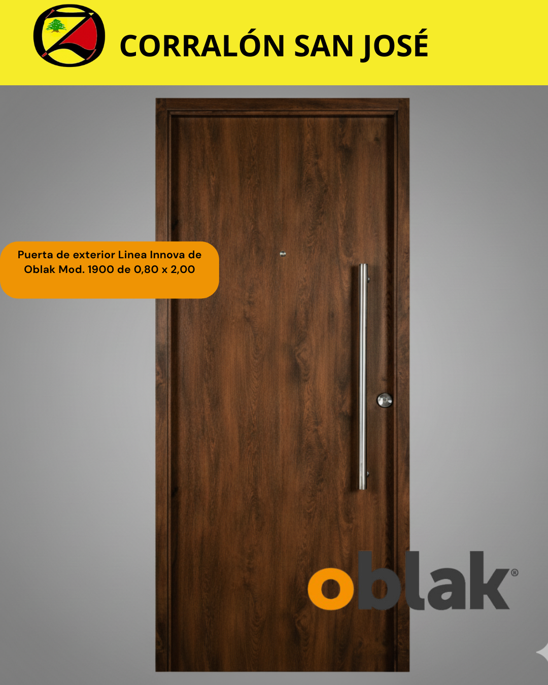  Puerta de exterior Linea Innova de Oblak Mod. 1900 de 0,80 x 2,00