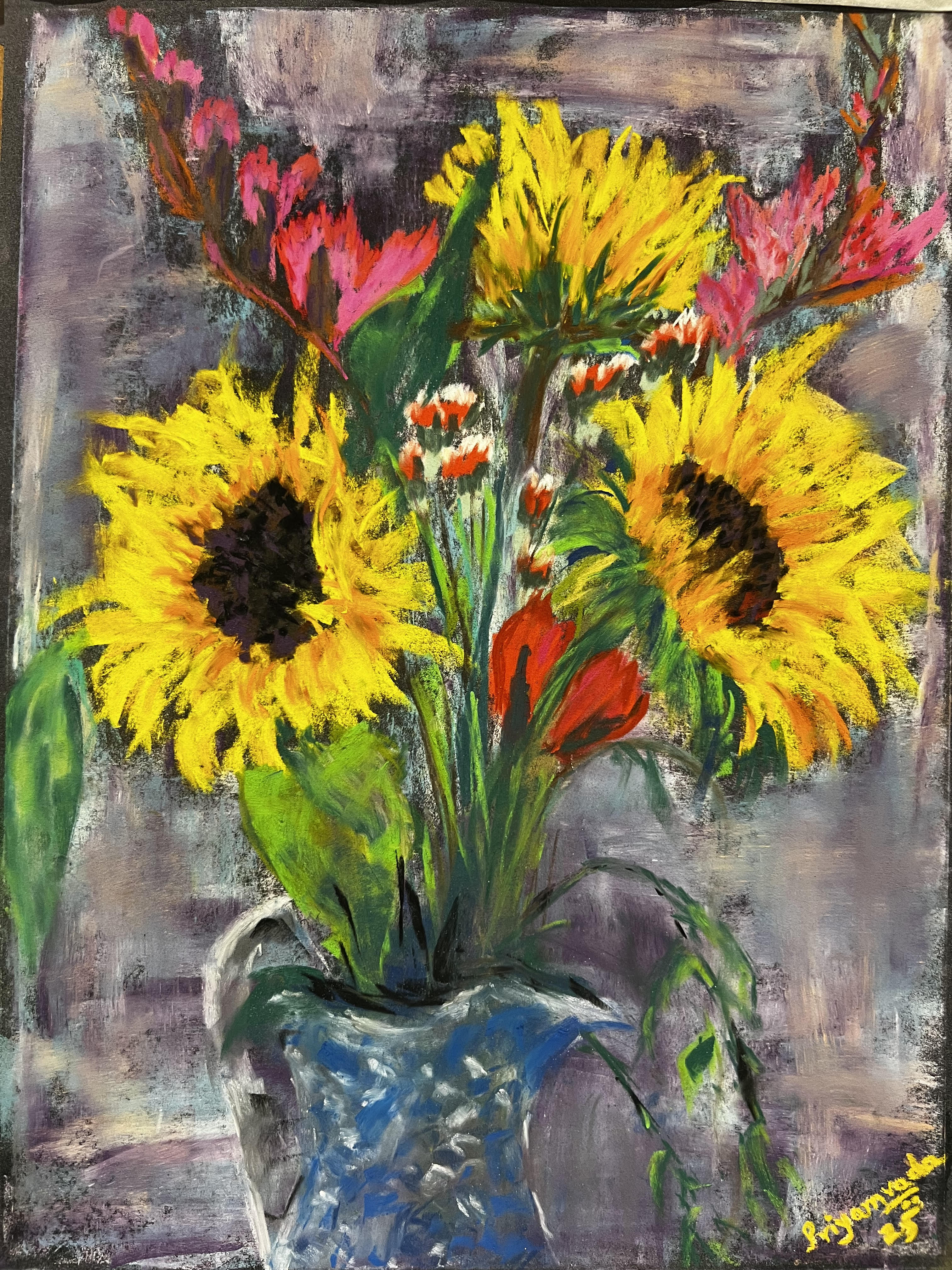 Fond Memories of Life (Vibrant Sunflower Bouquet Painting)