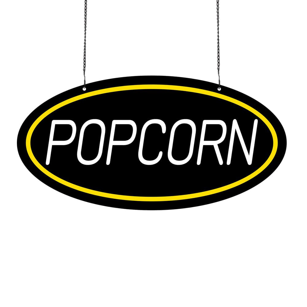 Led Popcorn Neon Sign, 18"x9"