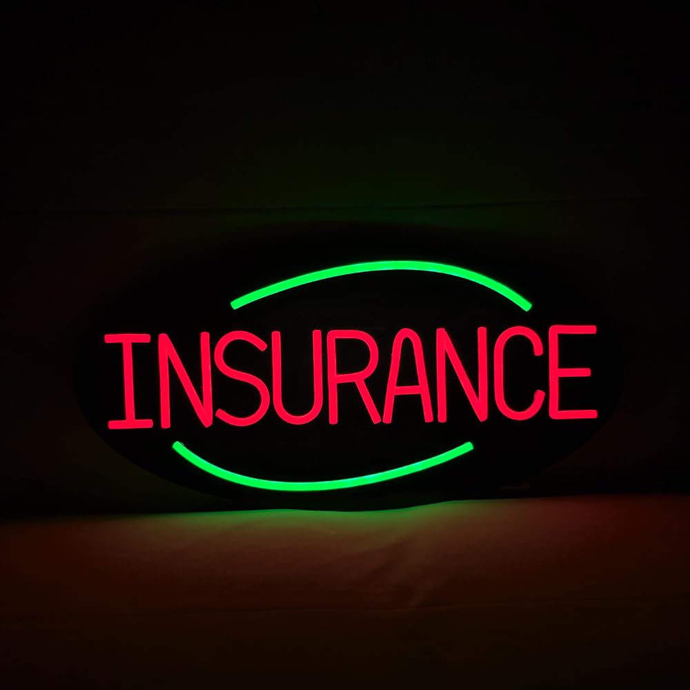 LED Insurance Neon Sign, 20"x10"