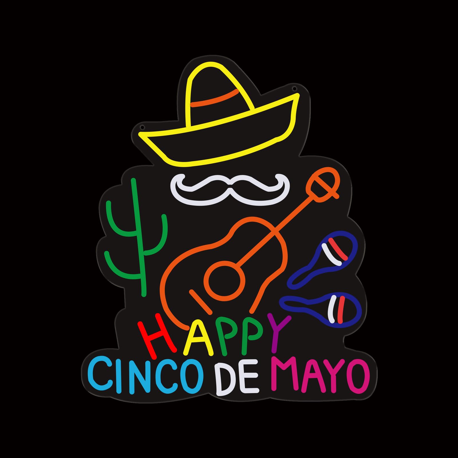 Happy Cinco De Mayo Neon Sign, 16"x18.6"