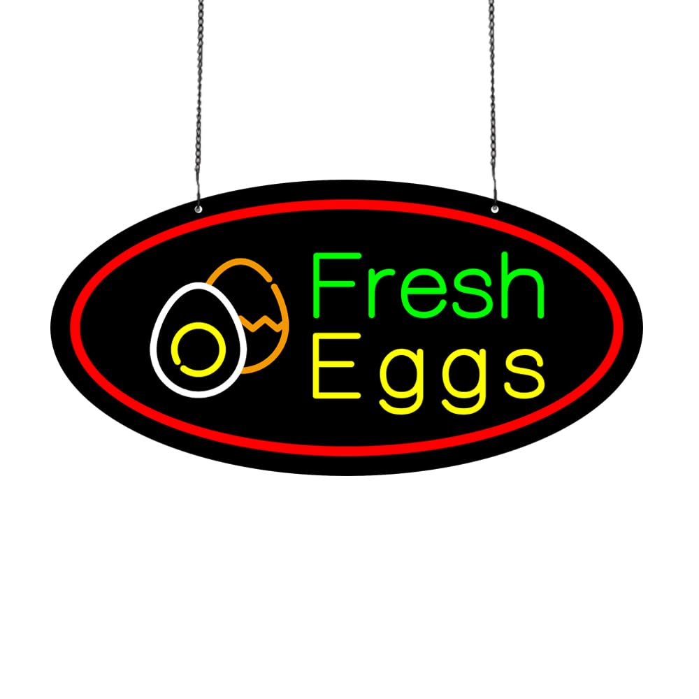 LED Fresh Eggs Neon Sign, 24"x12"