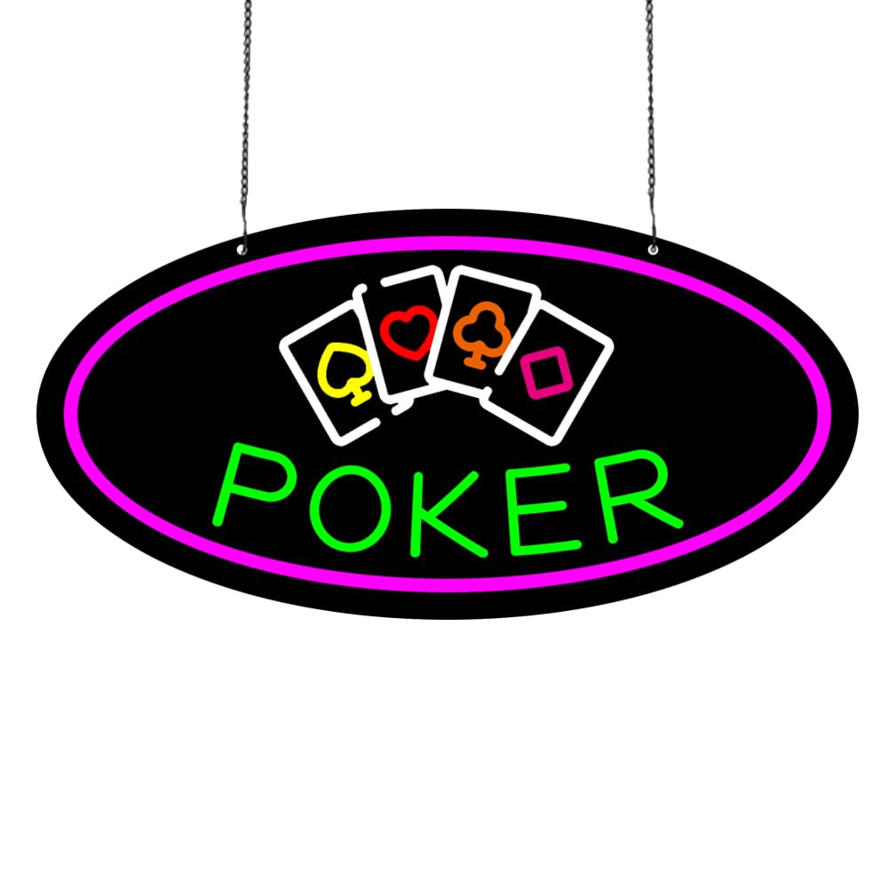 Led Poker Neon Sign, 20"x10"
