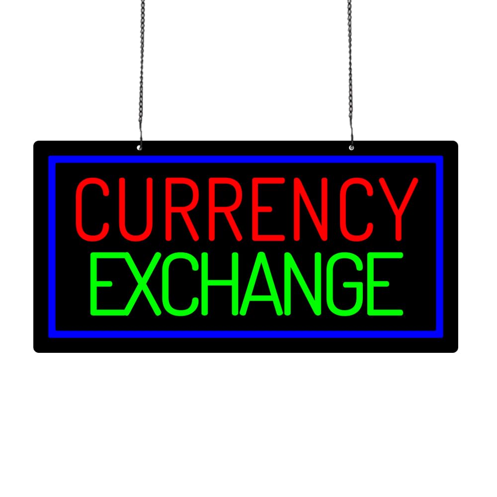 Led Currency Exchange Neon Sign, 24"x12"