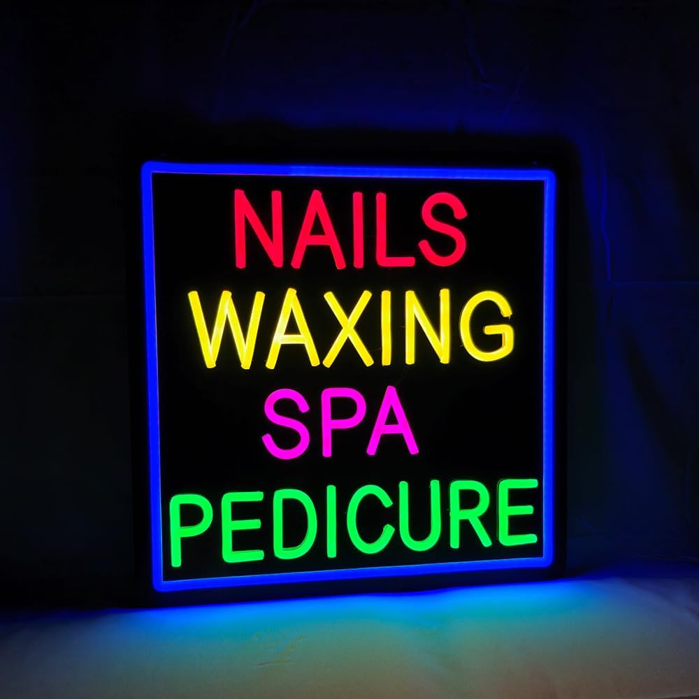 Nails Waxing Spa Pedicure LED Neon Signs, 16"x16"