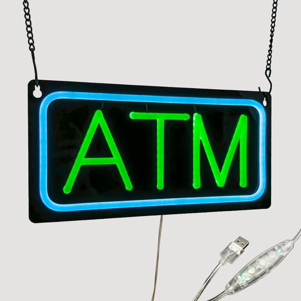 ATM LED Neon Sign, 12"x6"