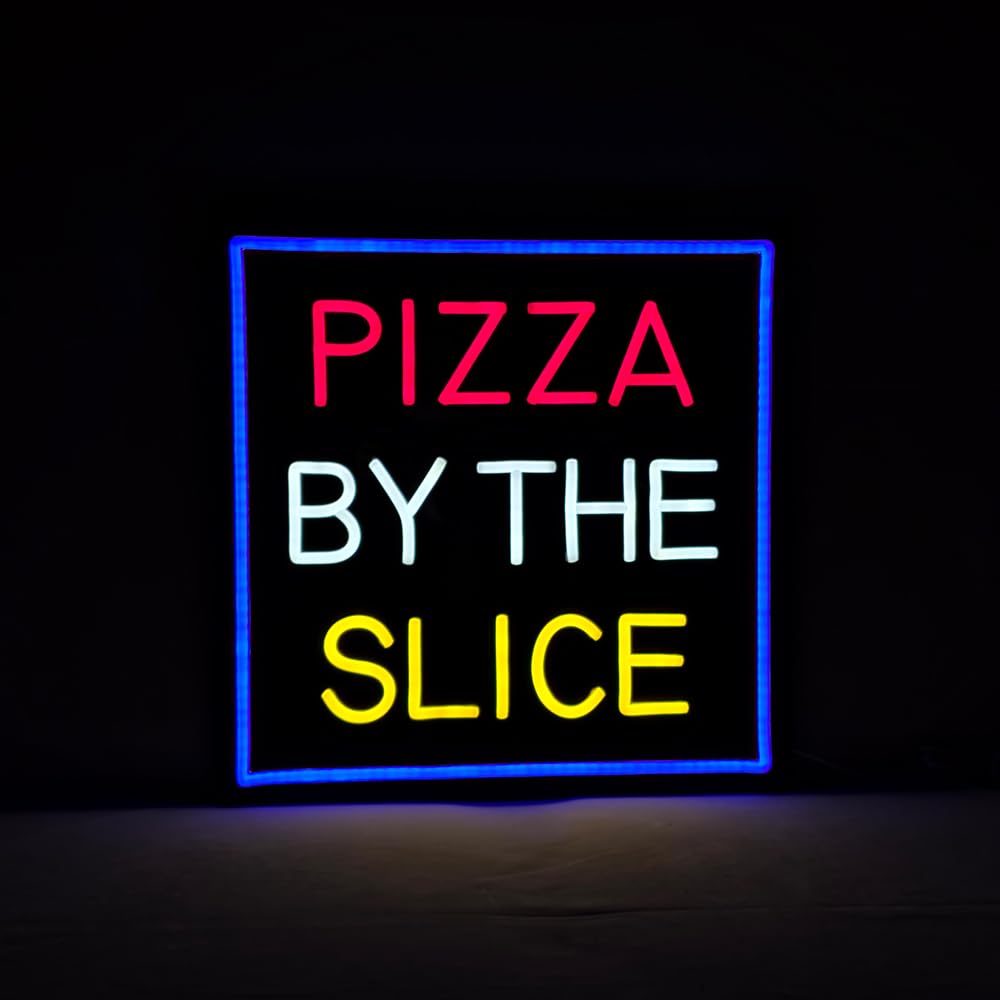 LED Pizza By The Slice Neon Sign, 16"x16"