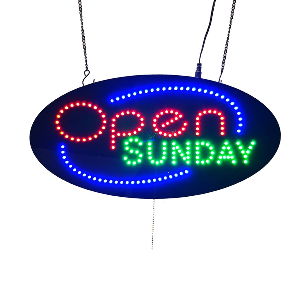 Open Sunday Led Sign, 19"x9.5"