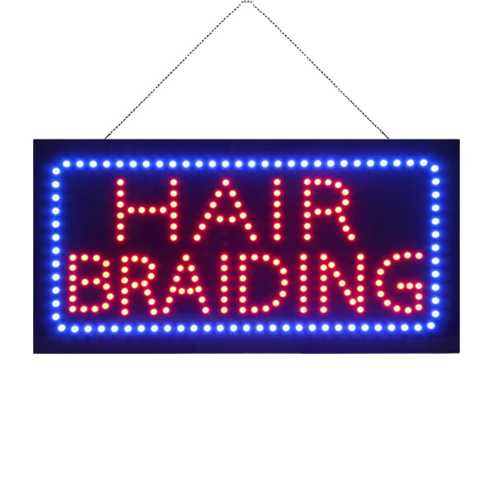 LED Hair Braiding Sign, 24"x12"