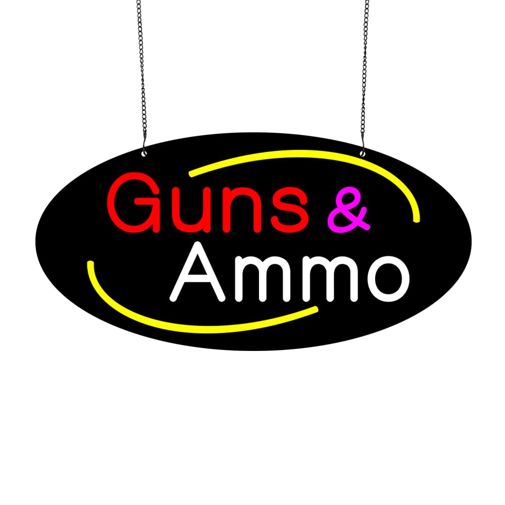 Led Guns Ammo Neon Sign, 20"x10"