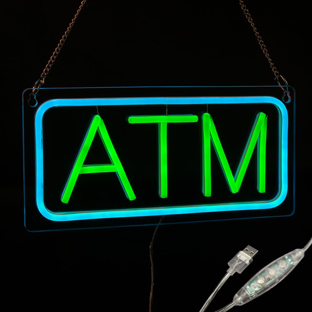 ATM Neon Sign, 12"x6"