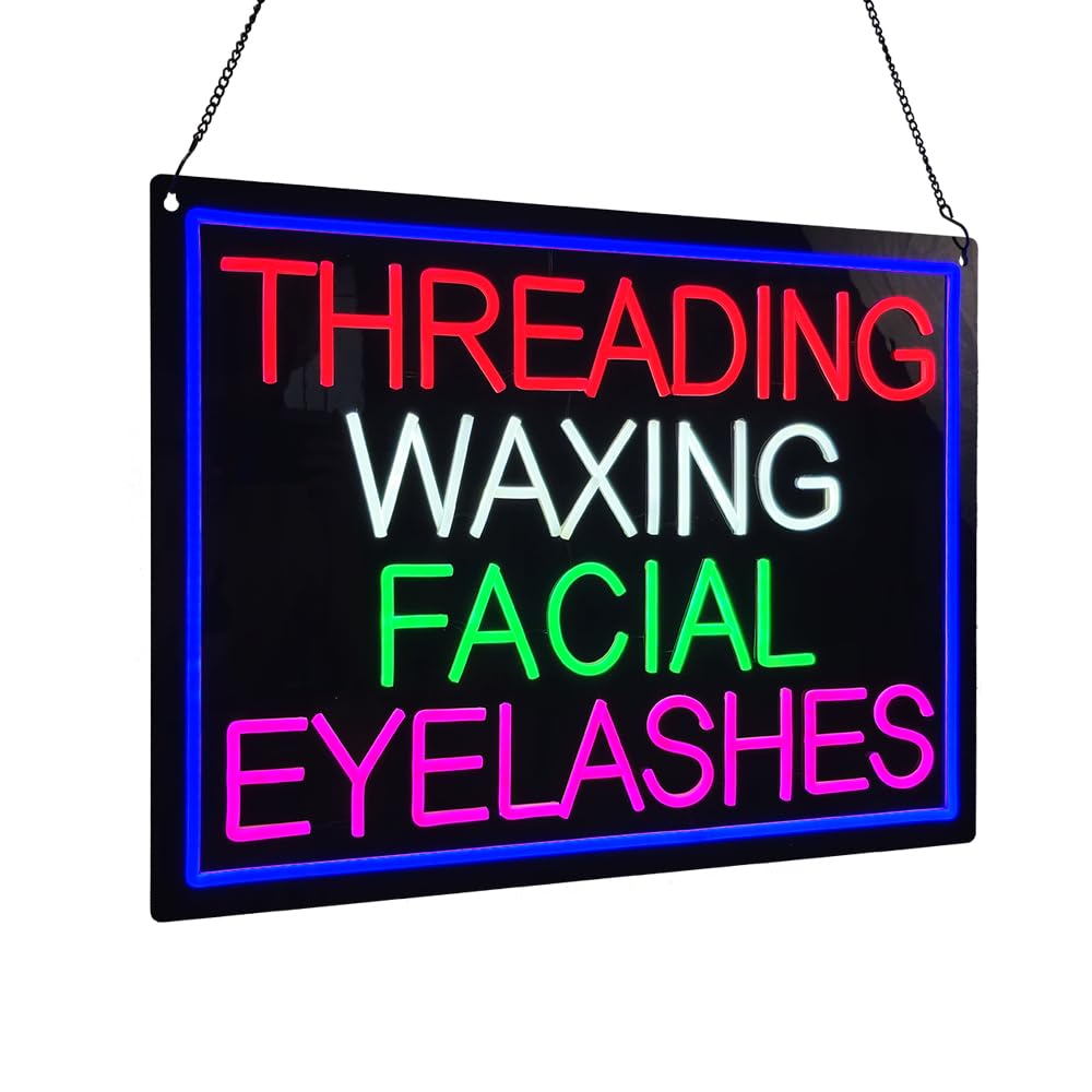 Threading Waxing Facial Eyelashes LED Neon Sign, 24"x16"