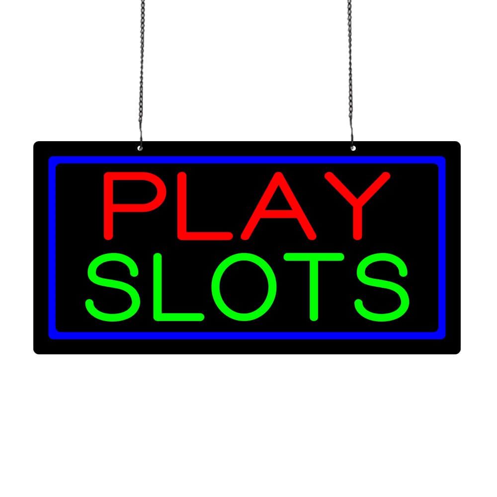 Led Play Slots Neon Sign, 20"x10"