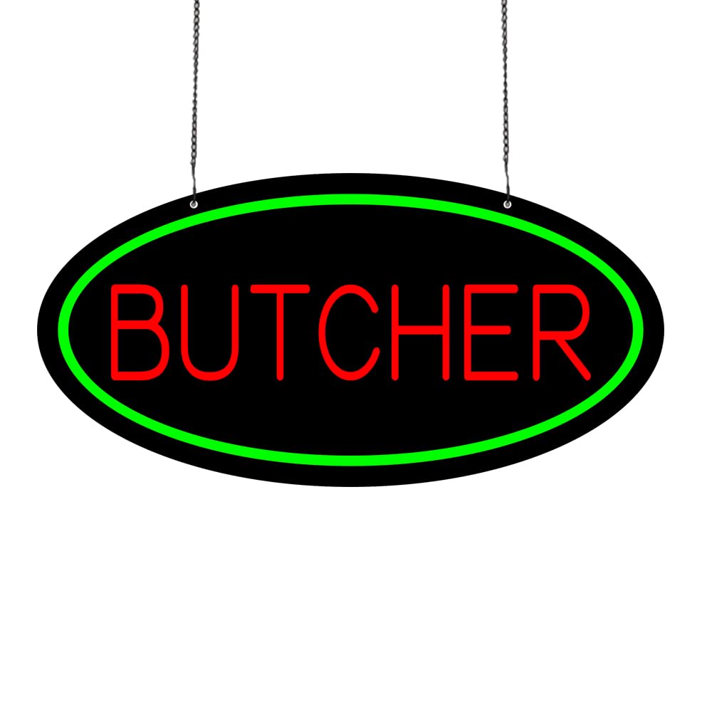 Led Butcher Neon Sign, 20"x10"