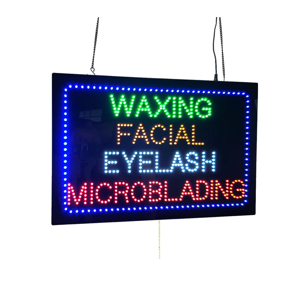 LED Waxing Facial Eyelash Microblading Sign, 24"x16"