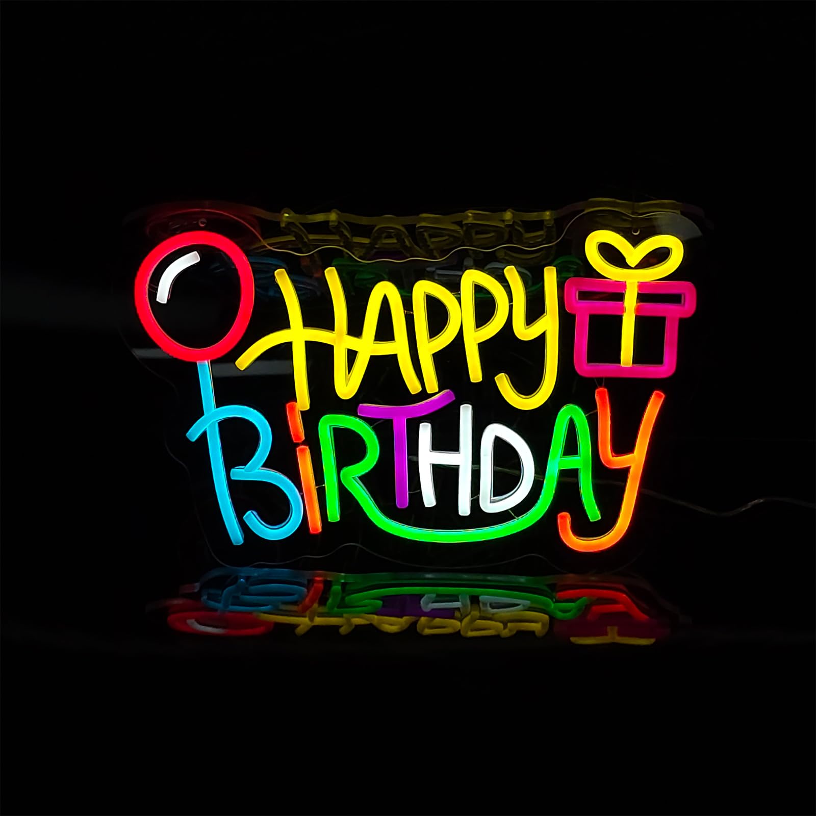 Happy Birthday Neon Sign, 15.4"x8.6"
