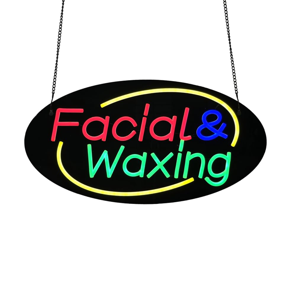 LED Facial Waxing Neon Sign, 20"x10"