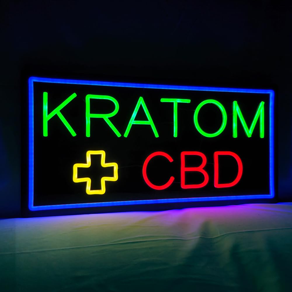 LED Kratom CBD Neon Sign, 24"x12"