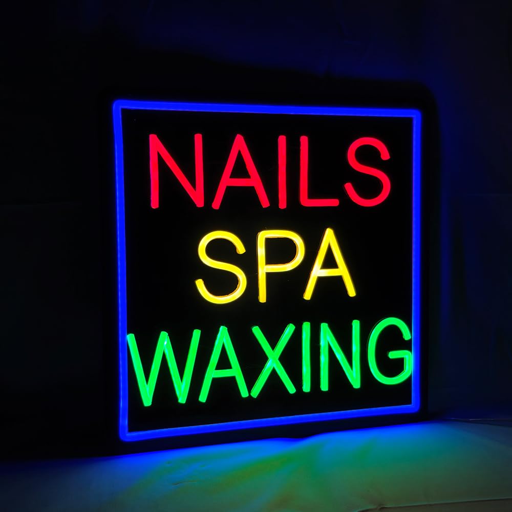 Led Nails Spa Waxing Neon Sign, 16"x16"