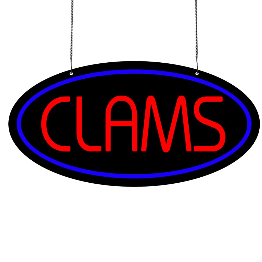 LED Clams Neon Sign, 16"x8"