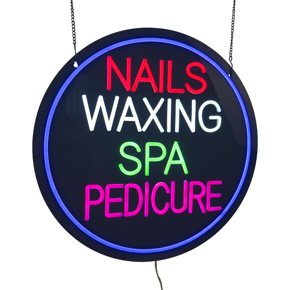 LED Nails Waxing Spa Pedicure Neon Sign, 20"x20"