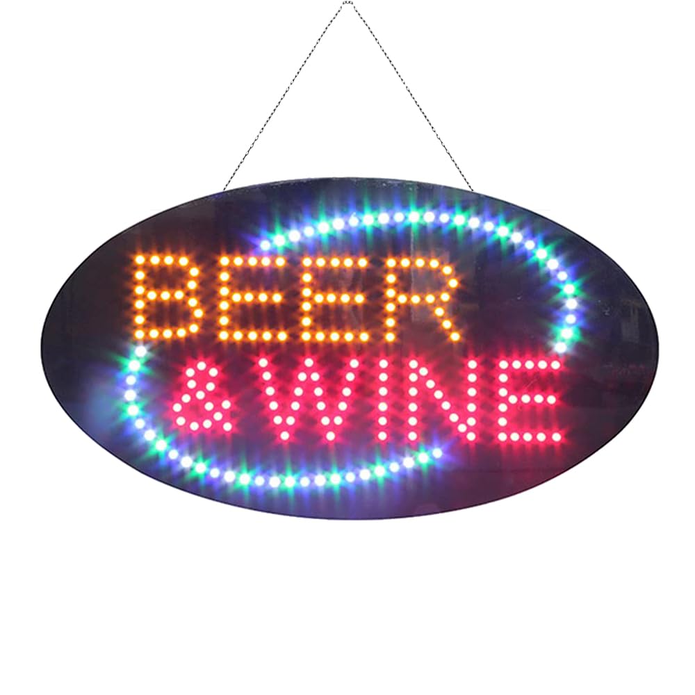 Led Beer Wine Sign, 19"x9.5"
