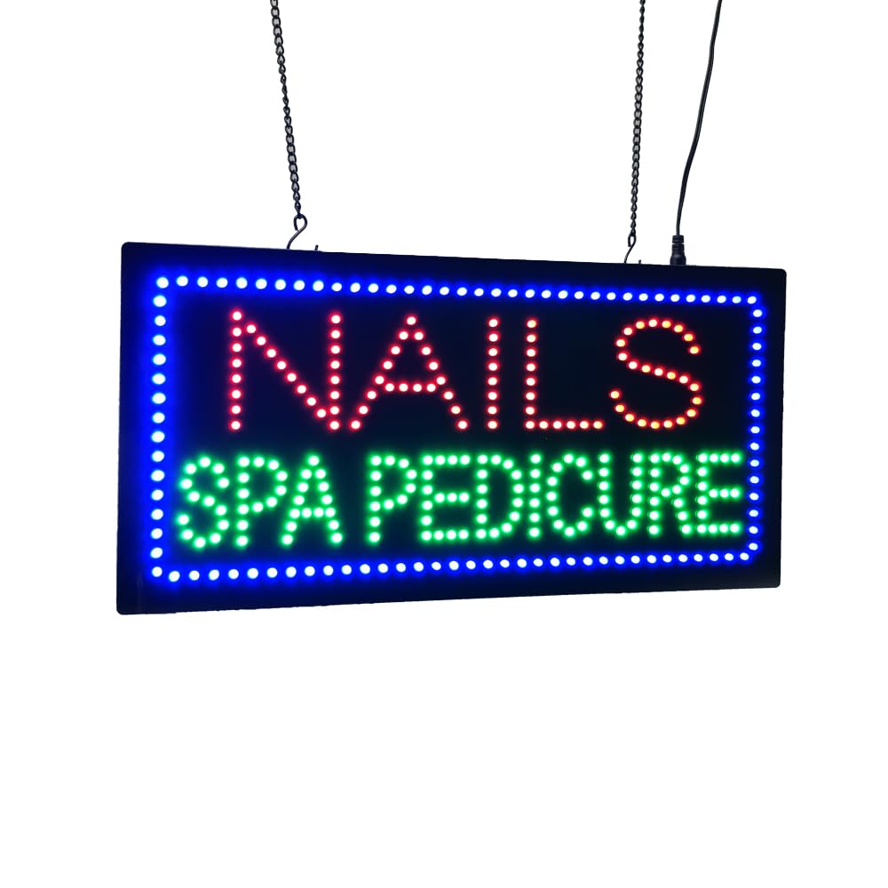 Led Nails Spa Pedicure Sign, 19"x9.5"