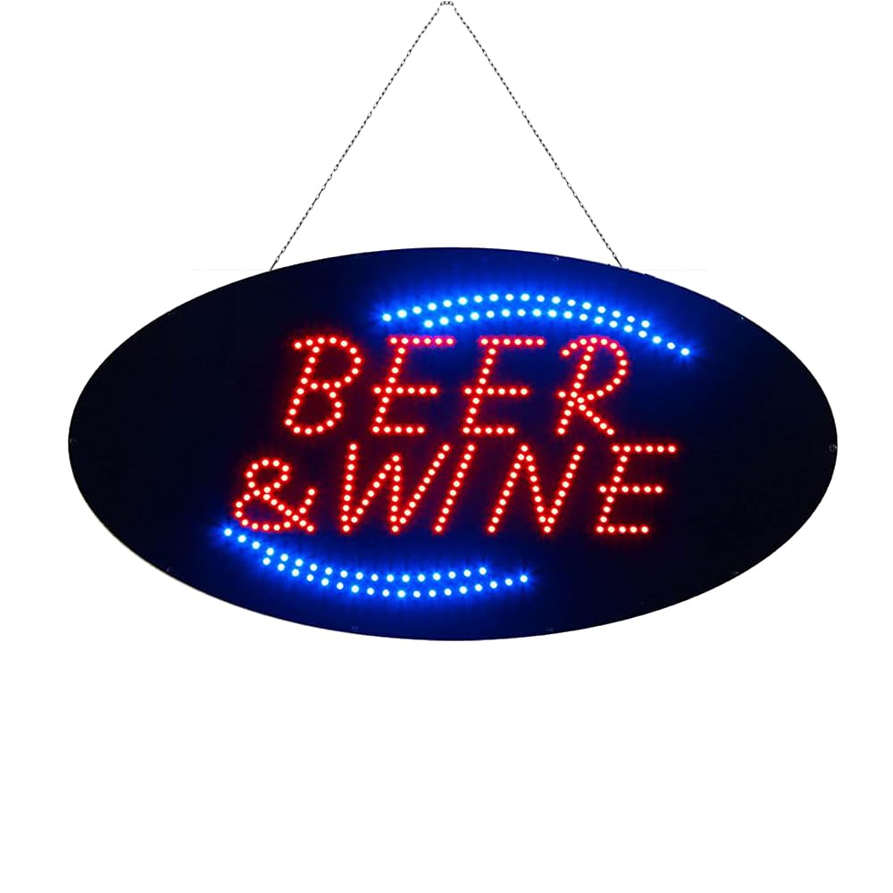 Led Beer Wine Sign, 19"x9.5"