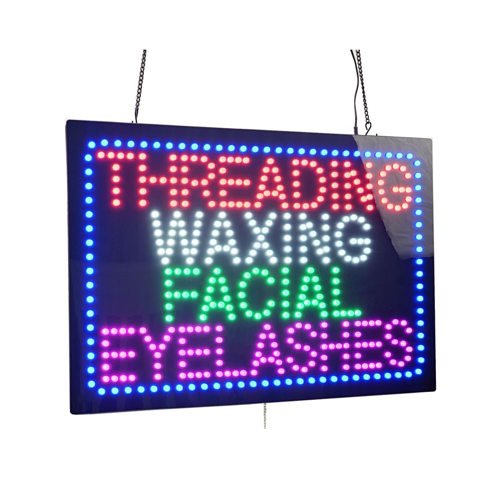 LED Threading Waxing Facial Eyelashes Sign, 24"x16"